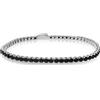 LUXURY MILANO Bracciale tennis in argento 925 rodiato con zirconi neri 3 mm, misura 19,5 cm