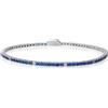 LUXURY MILANO Bracciale tennis in argento 925 rodiato con zirconi bianchi e blu alternati 2 mm, misura 21 cm