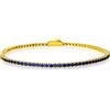 LUXURY MILANO Bracciale tennis in argento 925 dorato con zirconi blu 2 mm, misura 21 cm