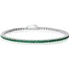 LUXURY MILANO Bracciale tennis in argento 925 rodiato con zirconi verdi 2 mm, misura 17 cm