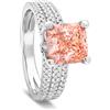 LUXURY MILANO Anello in oro bianco 18 kt con diamante lab grown rosa