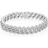 LUXURY MILANO Bracciale maglia grumetta oro bianco 9 kt con pavé di diamanti lab grown
