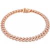 LUXURY MILANO Bracciale grumetta squadrata oro rosa 9 kt con pavé di diamanti lab grown