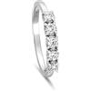 LUXURY MILANO Un raffinato anello veretta a 5 pietre in oro bianco 9 kt, arricchito da diamanti bianchi lab grown per un totale di 0,25 ct, colore f-g e purezza vs. La misura 13 esalta la preziosità di un gioiello pensato per illuminare ogni occasione.