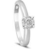 LUXURY MILANO Questo anello solitario in oro bianco 9 kt si distingue per il diamante bianco lab grown da 0,20 ct, colore f-g e purezza vs. La misura 13 valorizza la sua linea essenziale, ideale per chi desidera un tocco di luce sofisticata.