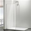Jaxguom Box doccia Walk-In 80×200 cm Argento, vetro di sicurezza ESG da 5 mm con telaio in alluminio completo, intervallo di regolazione 0-10 mm, separatore doccia montabile a sinistra/destra