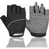 SAWANS Guanti da Ciclismo in Gel Guanti da Mountain Bike Imbottiti Senza Dita Guanti da Bicicletta Antiscivolo Palestra MTB Mezze Dita Guanti da Ciclismo Riflettenti Ammortizzatori Trekking Sport
