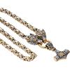 Flongo Collana vichinga Wolf Medallion: Wolf Wolfkopf Odin Warrior Thors Hammer Serpente collana argento acciaio inossidabile uomo donna catena bizantina con ciondolo a forma di lupo