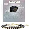 Farfume Bracciale Donna Chakra 4 mm Perline Bracciali, Cristalli Pietre Naturali Gioielli Regalo per le Donne (Agata nera)