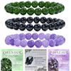 Bivei 3 Pezzi 6mm Bracciale Donna - Giada Verde, Tourmalina Nera, Giada Viola - Bracciali con Elastico con Pietre Naturali, Gioielli con Perline Fatto a Mano per Yoga, Meditazione, Protezione e Regalo