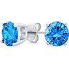 Bling Jewelry Orecchini Con Perno In Argento 925 Con Zirconia Cubica Rotonda Blu Di Londra, Taglio Brillante, Solitario, Aaa, Topazio Simulato