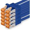 1aTTack.de 687087 Cat7-10x 0,25m - Cavo di rete Cat 7 Ethernet Lan 10 Gb/s PIMF LSZH Blu