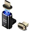 IVIVTOR Adattatore Magnetico USB-C - Adattatore Magnetic USB-C 90 Gradi 240W 5A Ricarica Rapida, Connettore Magnetico Tipo C 24 pin Trasmissione dati a 80 Gbps per MacBook Laptop Tablet Telefono -Nero