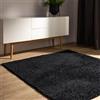benuta Basic Tappeto salotto a pelo alto Sohari - Nero 200x200 cm - Minimalista - Morbido lavabile - Camera letto, corridoio, sala pranzo, soggiorno - Pavimento riscaldato