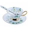 T Tocas Elegante Bone China Tazza da caffè Tazza da tè e piattino e cucchiaino set, 7 once (stampa Camelia bianca)