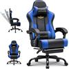 GTPLAYER Sedia da gaming GTPLAYER - Sedia da gaming ergonomica con poggiapiedi, poggiatesta e supporto lombare, regolabile in altezza, blu