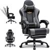 GTPLAYER Sedia da gaming GTPLAYER - Sedia da gaming ergonomica con poggiapiedi, poggiatesta e supporto lombare, regolabile in altezza, colore grigio
