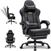 GTPLAYER Sedia da gaming GTPLAYER - Sedia da gaming ergonomica con poggiapiedi, poggiatesta e supporto lombare, regolabile in altezza, nera