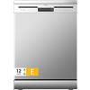 Midea MFD60S121X-IT Lavastoviglie Libera Installazione con 12 coperti, 6 Programmi, Partenza Ritardata, Funzione di Mezzo Carico, 60 cm - Inox