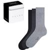 FALKE Happy Box Uni Multipack M So cotone tinta unita confezione di 3 paia, Calzini Uomo, Multicolore Black Grey Mix 0050, 39-42