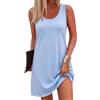 Aseniza Camicia da Notte Donna Estiva Senza Maniche Pigiama da Casa Vestaglia Sottoveste Canotta Nightgown Sexy Morbida Azzurro XL