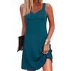 Aseniza Camicia da Notte Donna Estiva Senza Maniche Pizzo Pigiama da Casa Vestaglia Sottoveste Canotta Nightgown Sexy Scollo a V Blu XL