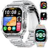 LIGE SMART Smartwatch Uomo con Torcia, 2.01" Orologio Smart Watch con Chiamata Bluetooth, Militare Orologio Fitness con 110+ Modalità Sportive, Frequenza Cardiaca/Sonno/IP68 per Android iOS, Argento