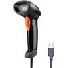 Eyoyo EYH2 Scanner portatile USB per codici a barre 2D, scanner QR Code cablato Lettore di codici a barre Data Matrix con cavo USB lungo per pagamenti POS, supermercati, magazzini (arancione)