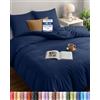 Utopia Bedding Copripiumino Una Piazza e Mezza - Microfibra Copripiumino 200x200cm + Federe 80x80cm - Blu Navy