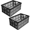 Garronda cassetta pieghevole 32L in plastica HDPE 51x34,5x22,5 cm, box richiudibile ed impilabile per trasporto e stoccaggio in auto, casa e giardino GD-0188 (Grigio/Nero)
