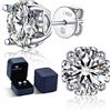 MomentWish Orecchini Moissanite Punto Luce Argento 925 6,5mm Uomo Donna