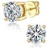 MomentWish Orecchini Moissanite Punto Luce Oro Giallo 6,5mm Uomo Donna