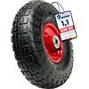Garronda Ruote per Carrello 4.10/3.50-4, Pneumatica 2PR Ruota Carriola con Valvola Auto, Ø 26×8.1 cm, foro 16 mm, portata fino a 80 kg GD-0163, Nero/Rosso