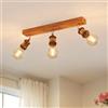 LVWIT Faretti LED da Soffitto Orientabili Retrò, Faretto da Interno con 3 Lampadine LED E27, Base di Legno, Faretti Soffitto Retrò per Barra, Salotto,Cameretta, Cucina (Lampadine Escluse)