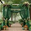 Rouhuhura 0,75 x 8 m Drappeggio per Arco Nuziale, tulle trasparente Decorazioni Tenda per matrimonio cerimonie fotografia feste Compleanno, Nubilato, Anniversario, Decorazione (Verde Scuro, 0,75 x 8 m)