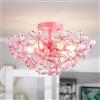 WUZUPS cristallo lampadario Flushmount lampada a soffitto illuminazione moderna per camera da letto corridoio bar cucina bagno, H 22,6 cm x L 45 cm, rosa, E14 Base