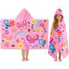 PinkSheep Asciugamani con cappuccio per ragazze, 100% cotone, 75 x 127 cm, telo mare per piscina, bagno, nuoto, ragazze dai 3 ai 6 anni (farfalla)