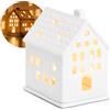 COM-FOUR® Tea Light House in Porcellana, Casa in Porcellana Opaca con Base