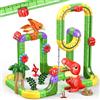 EUCOCO 115 Pezzi Trenino Elettrico per Bambini, Dinosauri per Bambini DIY Cube Track Giochi Bambini 3 4 5 6 7 8 Anni D Elettrico Klickrail Pista Magnetica Macchinine
