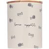 Pearhead Bone Appetite - Barattolo in ceramica e legno per animali domestici, moderno colore neutro, accessorio per la cucina della casa, lavabile in lavastoviglie, coperchio con guarnizione in