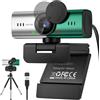 Majiphi Webcam per PC, telecamera streaming 4K, webcam per desktop/laptop con microfono, webcam USB Plug and Play, involucro in lega di alluminio, per live streaming, videochiamate (verde argento)
