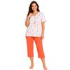Leedya Pigiama Donna Estivo in Cotone Leggero e Traspirante Mezza Manica e Pantaloni Pinocchietto Modello (TIF 757 Conchiglia Arancione TG XL)