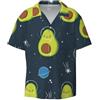 BLWSLC Camicie a maniche corte da uomo con motivo spaziale con avocado, camicie con colletto cubano, adatte per gite in spiaggia e vacanze.