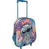 CARTOON Zaino Asilo Trolley 3D Stitch Disney 31 cm con Ruote e Tasche
