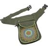 GURU SHOP Stoff Sidebag & Hüfttasche Mandala, Goa Gürteltasche, Bauchtasche aus Nepal - Olivgrün, Herren/Damen, Baumwolle, Size:One Size, 28x20x3 cm, Festival- Bauchtasche Hippie