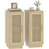HOMCOM Set di 2 comodini, Legno naturale