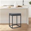 ALPHA HOME Sgabello da Bar, Sgabelli da Bar Altezza Bancone con Poggiapiedi, Sedia da Colazione in Pelle PU Senza Schienale, Sgabello da Cucina per Interno ed Esterno, Grigio