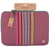WONDEE VAMVAM by Wondee Custodia per portatile fino a 14 Colore Ciliegio con striscia decorativa in tessuto di stile etnico colorati, imbottita e rinforzata con cerniera