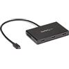StarTech.com Adattatore USB-C HDMI a 3 porte - Hub MST da USB Tipo-C a HDMI - Splitter per Doppio monitor 4K30Hz o triplo 1080p per laptop USB type-C - Cavo integrato 30cm - Solo Windows (MSTCDP123HD)