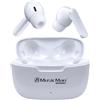 MusicMan Cuffie In-Ear Bluetooth con Custodia di Ricarica - Auricolari TWS Senza Fili con Microfono, Touch Control, USB-C, 16h Autonomia, 300h Standby - Bianche - BT-X63